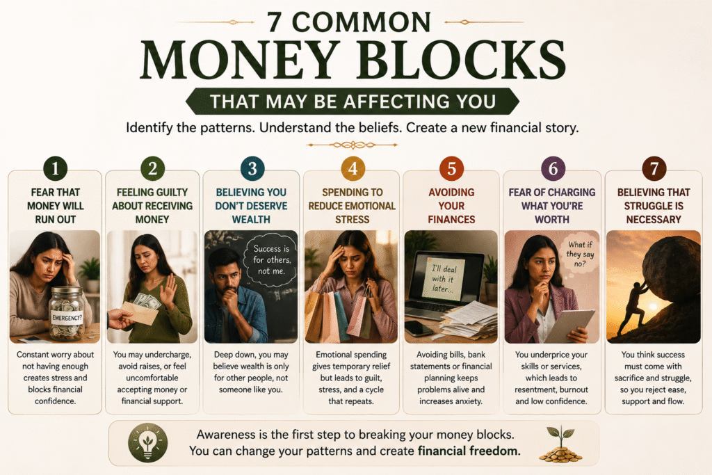 7 Money Blocks That May Be Holding You Back: Transform Your Money Mindset common money blocks including scarcity and fear around money